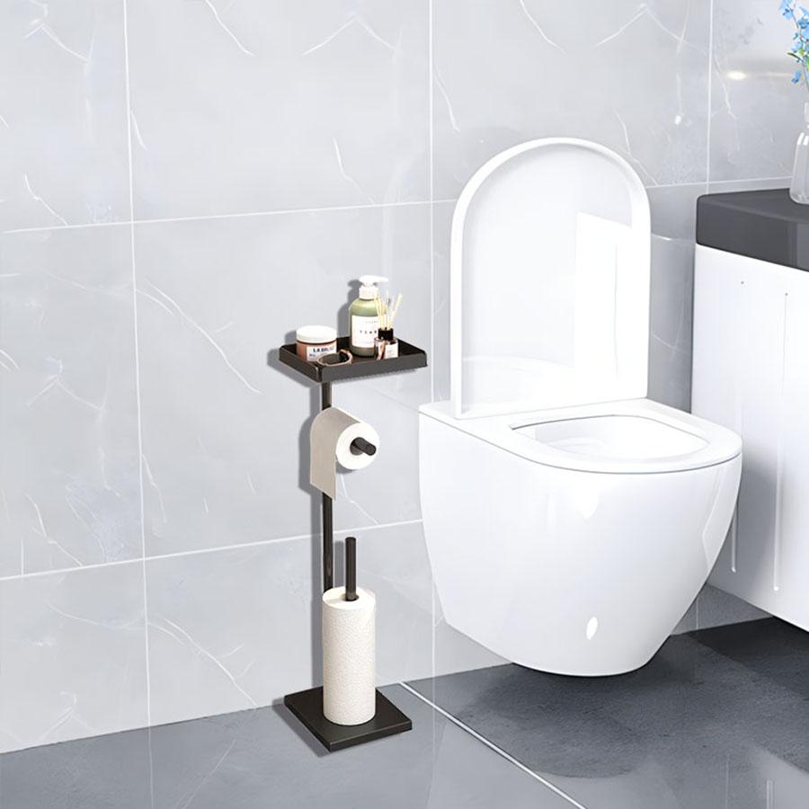 Toilet Paper Holder Rack Free Standing with Storage Roll Paper Holder Floor Stand Tissue Toilet Paper Holder Brushed Bathroom