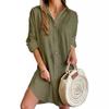 Fall Casual Long-sleeved Lapel Button-down Dress