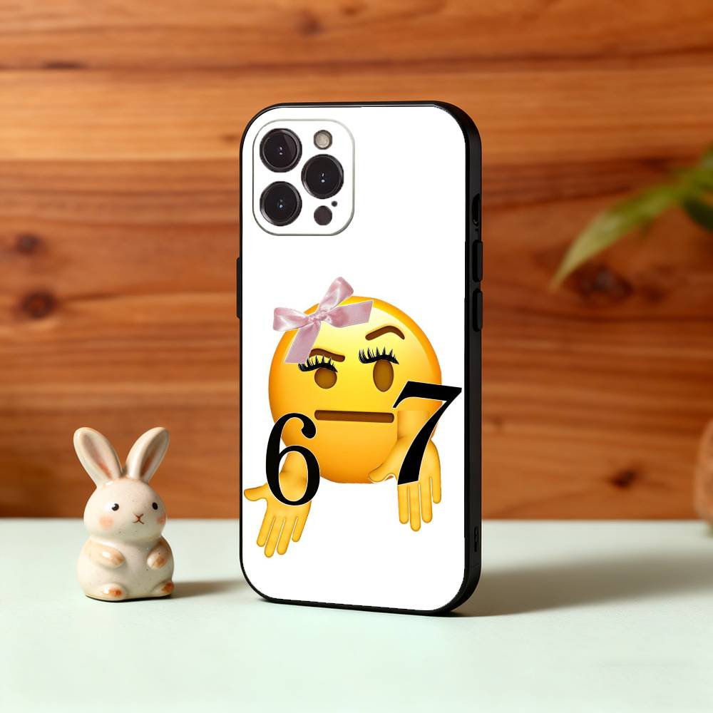 67 Six Seven Phone Case For iPhone17,16,15,14,13,12Plus,Pro Max,XS,5G Soft Silicone Black Cover