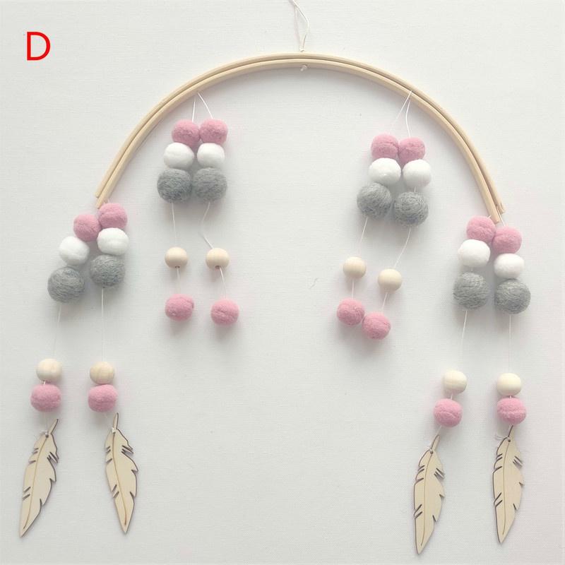 Nordic Wind Hair Ball Wooden Beads Wind Chimes Bed Bell Children's Room Decoration Model Room Children's Clothing Shop Shooting Props