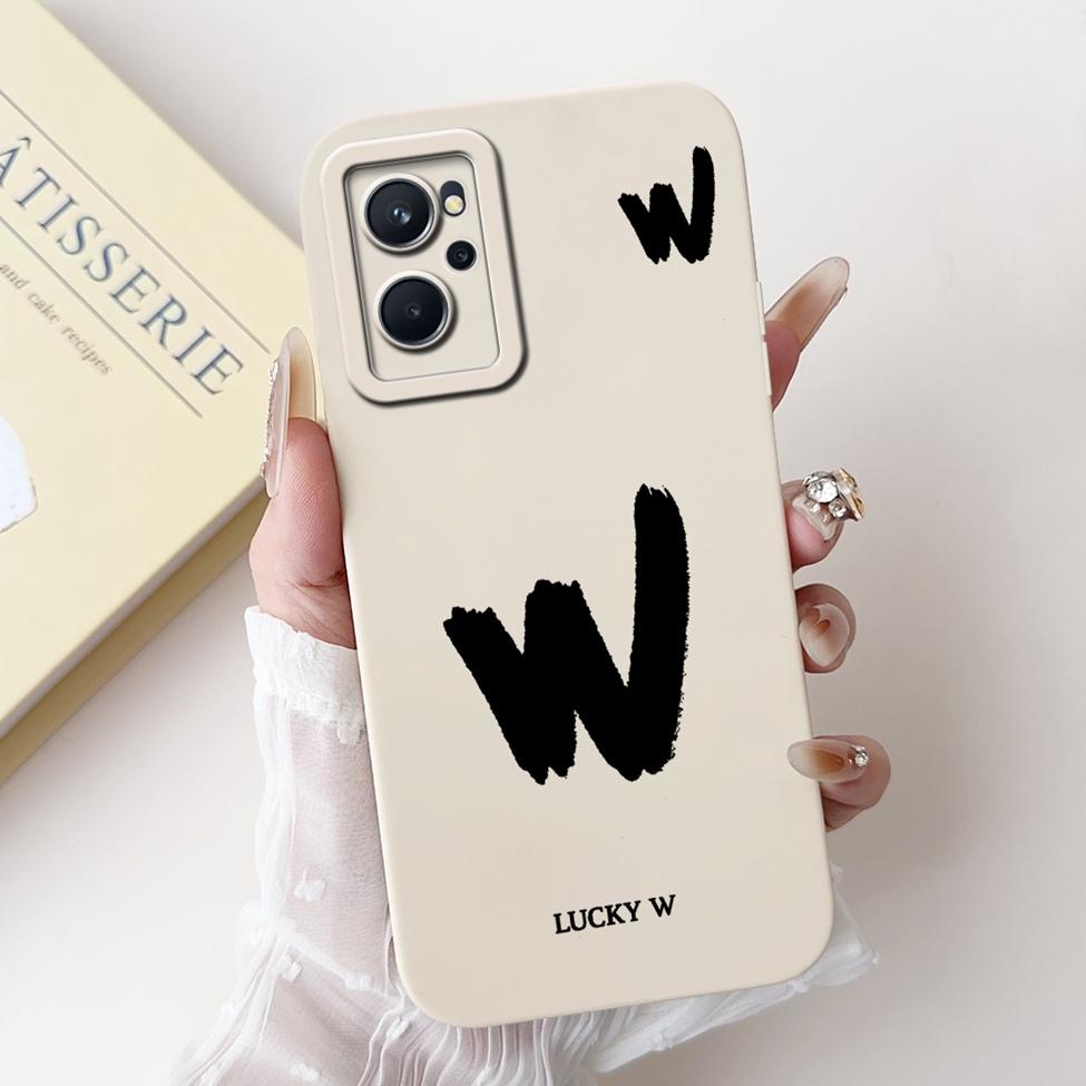 For Realme 9i 4G RMX3491 Cover For Realme 9i 4G Case Simple Fashion Luxury Letters A-Z Pattern Design Silicone Shockproof Bumper