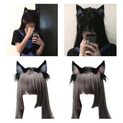 Čelenka s kočičími oušky Plyšová čelenka Kožešinový obruč do vlasů Pokrývka hlavy pro Cosplay Halloween a kostýmové převleky