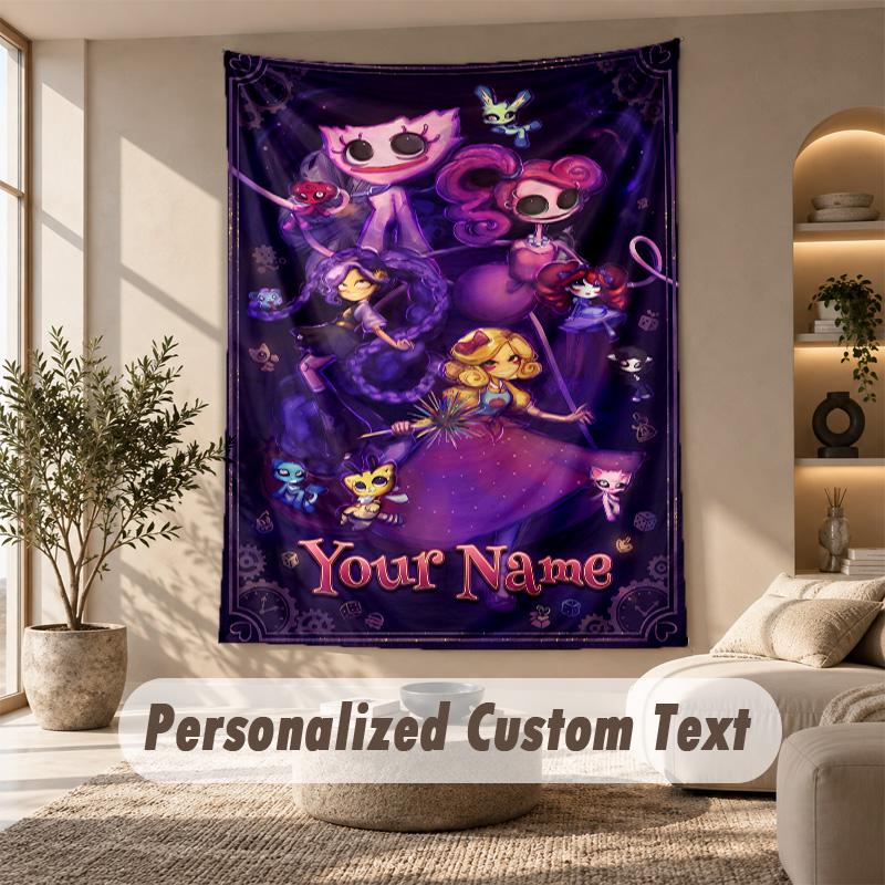 Arazzo Poppy Playtime, Testo Personalizzato su Misura, Arazzo da Appendere a Parete per Soggiorno Decorazione Murale per la Casa