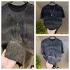 Men's Trendy Sequin Gradient Star T-Shirt - Light Luxury Korean Style, Short-Sleeve, Round Neck, Ripped Design