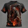 Men's New Summer Fashion Trend Round-Neck T-Shirt Giant Ram Skull Castle Wizard Dark Magic Hell Halloween-Themed Short-Sleeve