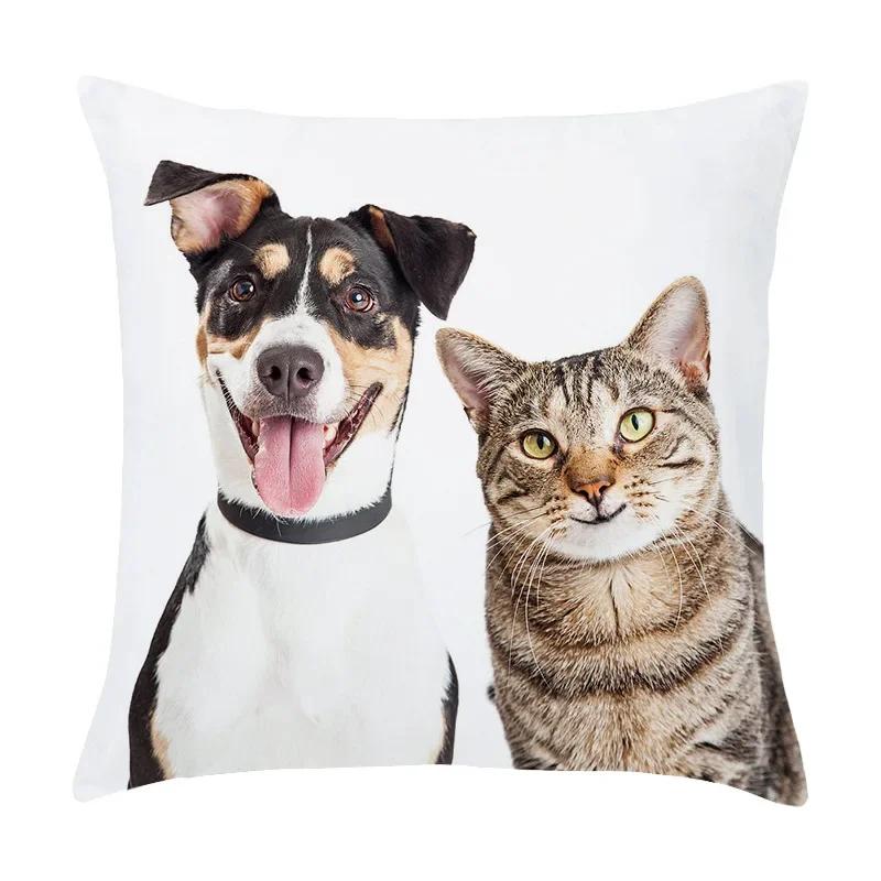 

Cute Dog Cat Pet Series Printed Pattern Cushion Cover Home Living Room Sofa Decoration Square Pillow 66x66cm