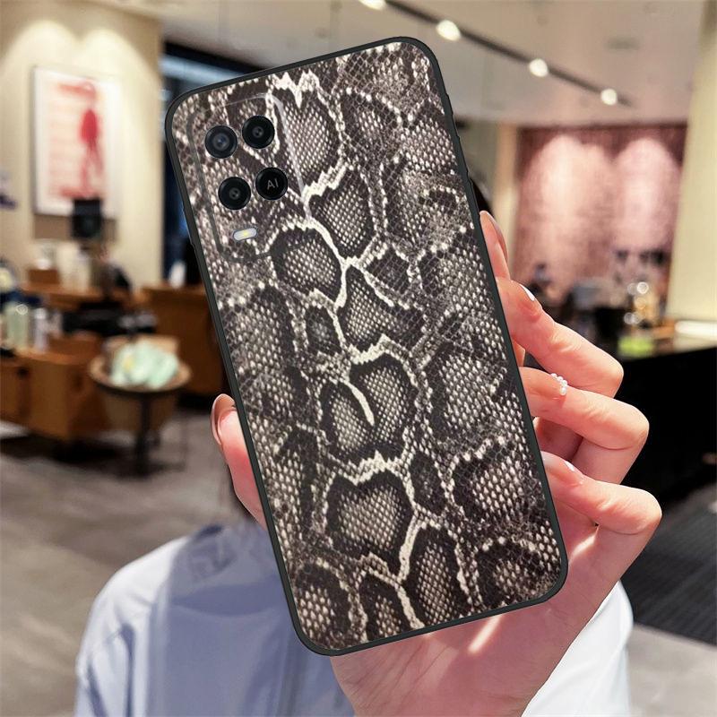 Snake Texture Case For Oppo A94 A54 A40 A60 A80 A98 A78 A18 A38 A58 A16 A76 A96 A17 A77 A74 A57S A15 Cover