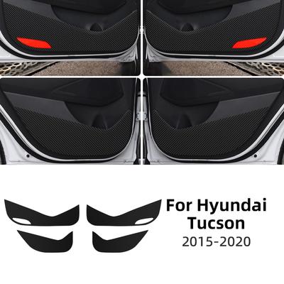 Door Anti-kick Pad For Hyundai Tucson TL 2015 2016 2017 2018 LHD RHD Car Leather Carbon Mat Interior Trim Accessories