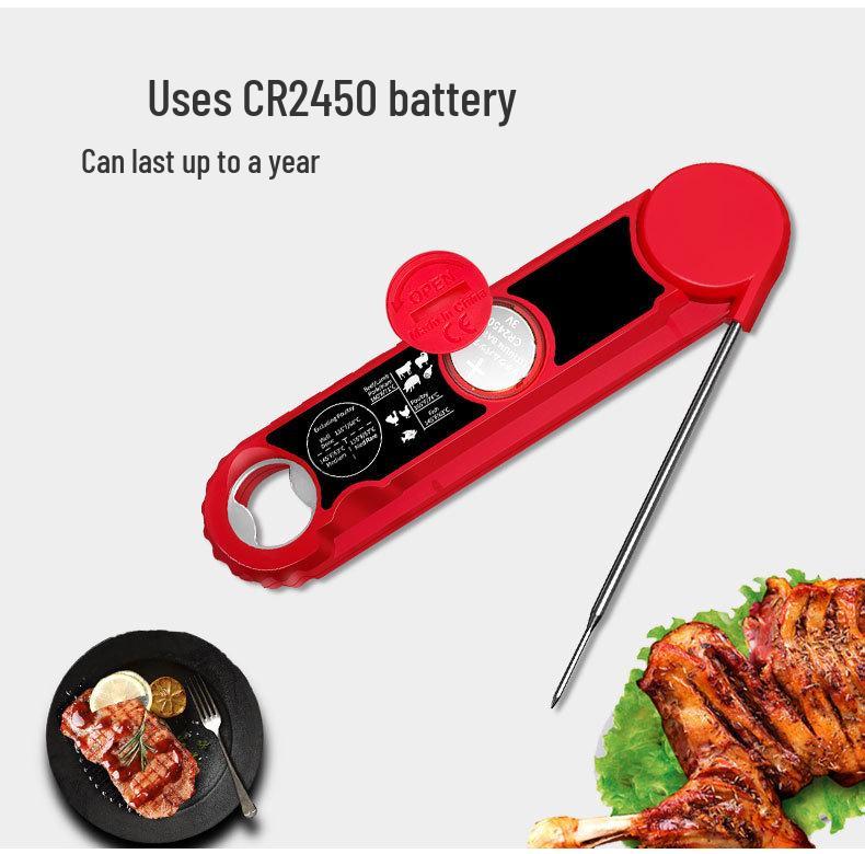 2024 Dubbelsond Vikbar Digital Kökstermometer - Självroterande BBQ- & Mattermometer