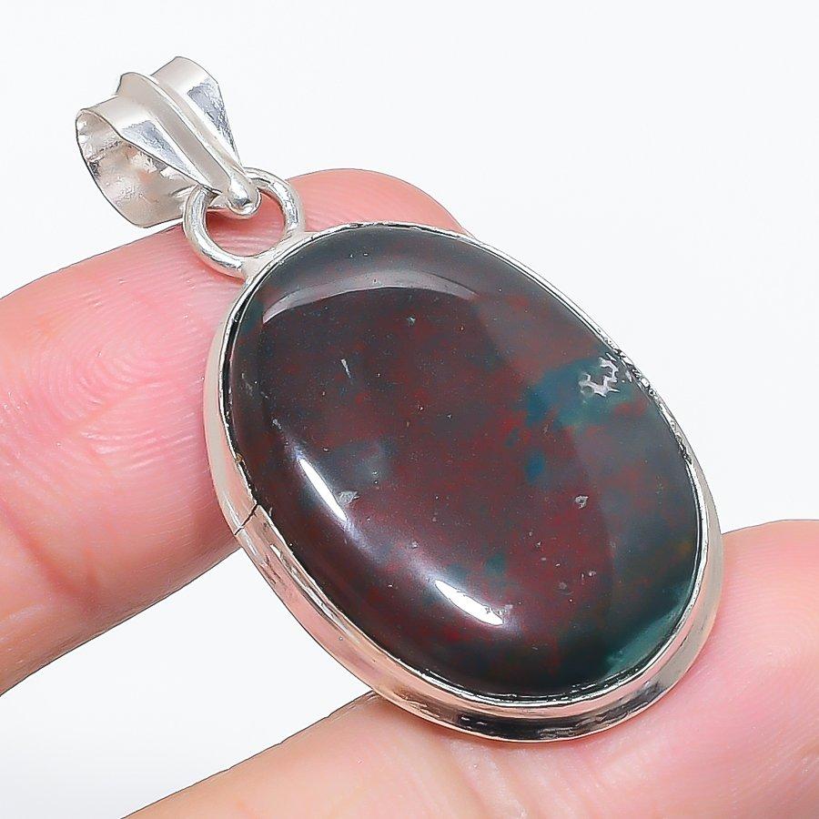 

Натуральный камень гелиотроп 925 стерлинговое серебро ювелирная подвеска 1,77 T5q19