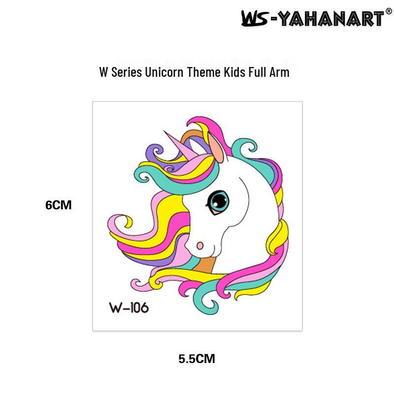 Cartoon Unicorn, Mermaid, Pirate, and Dinosaur Space Water Transfer Tattoo Stickers
