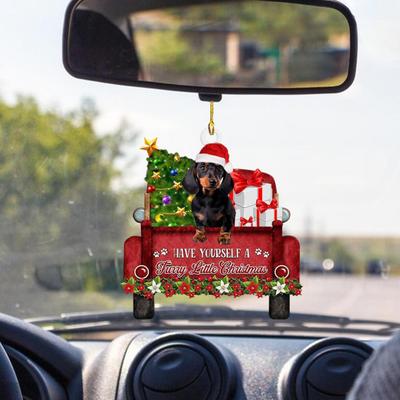 Taksis piekarināms automātisks atpakaļskata spoguļa rotājums ar auklu, viegli pakarināms reālistiskas formas Ziemassvētku eglītes dekors suņa piekarināmais kulons