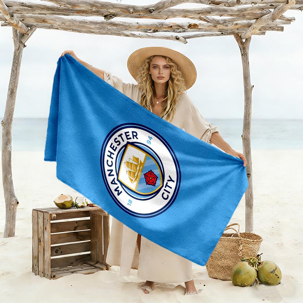Telo Mare Manchester City Fc Super Morbido Microfibra Tessuto Asciugatura Rapida Confortevole Leggero Adatto per Nuoto, Palestra, Campeggio, Yoga Vacanza