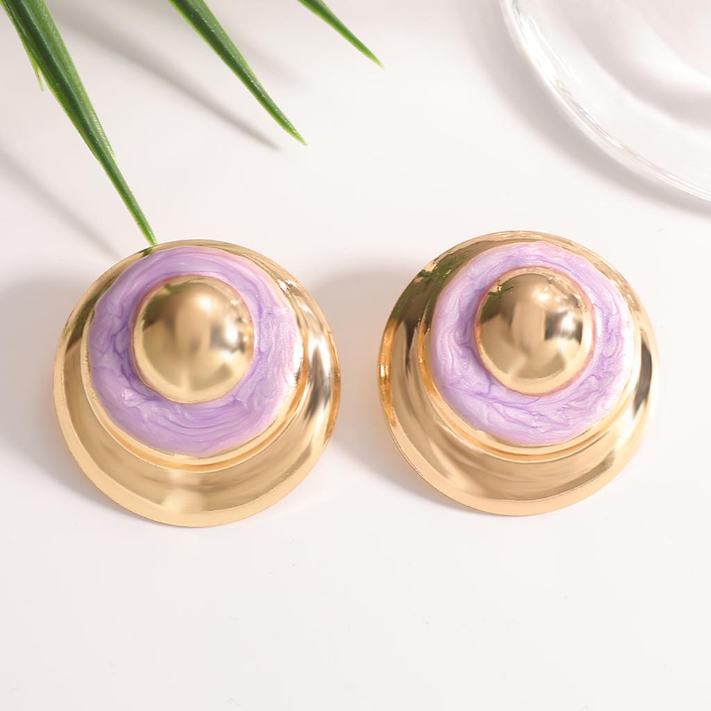 European and American geometric painted enamel oil-dripping circle earrings, sophisticated and stylish for women's stud earrings