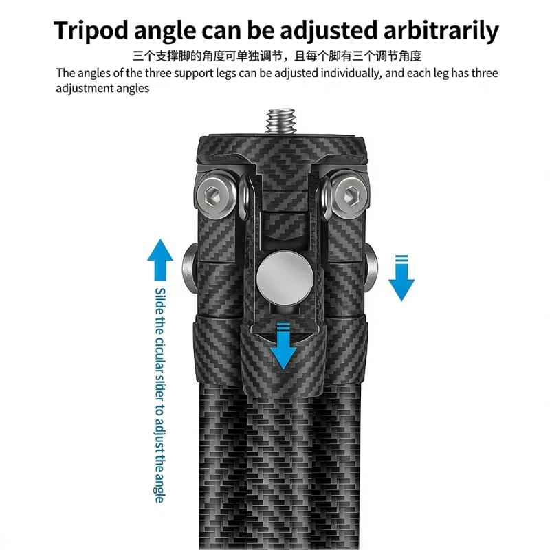 Lightweight Carbon Fiber Mini Tripod For Mobile Camera DSLR 1/4 Inch Screw Stable Base Phone Stand Mount