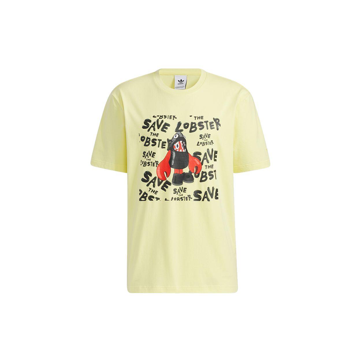 

Adidas Originals Men Artist Tee SS Philip Colbert Save Lobster Cartoon Print Cotton Casual Short Sleeve T Shirt Yellow H58117 M