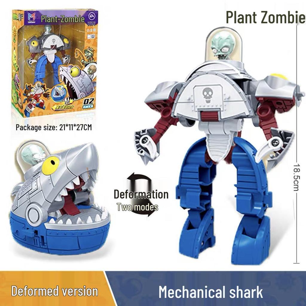 Plants vs. Zombies 2 Transforming Toys: Peashooter, Chomper, Shark, Doctor, Mecha, Giant Boy