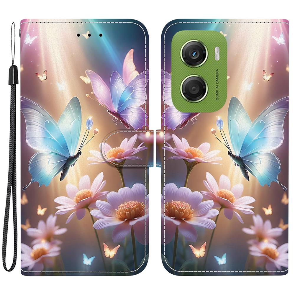 For Motorola Moto G06 4G Case Pattern Printing Leather Flip Wallet Phone Cover with Lanyard