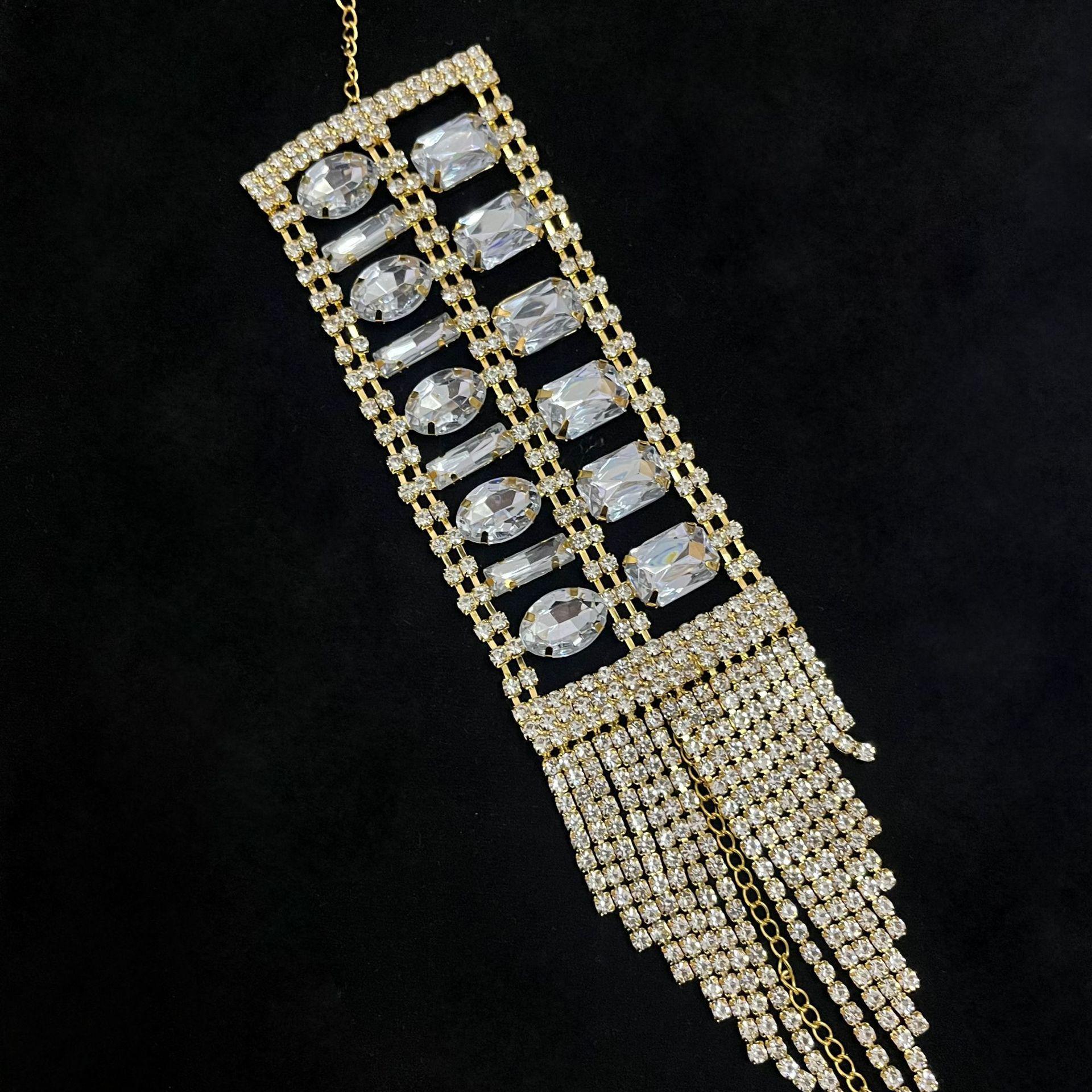 Luxury European-American Rhinestone Multi-row Tassel Bracelet