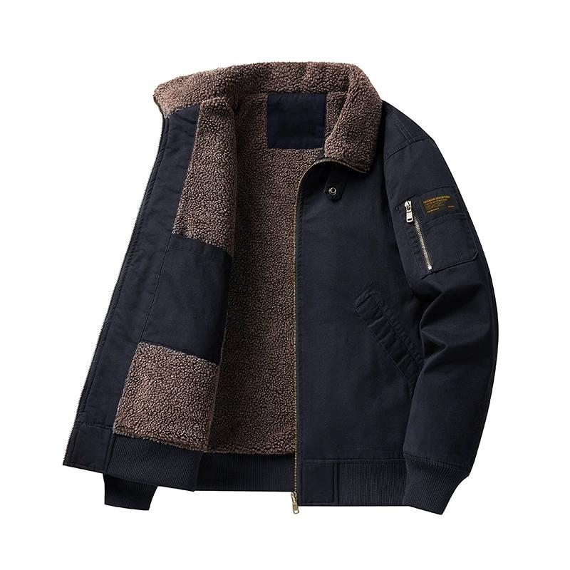 Autumn and Winter Thickened Warm Windbreaker Men's Pilot Jacket Wool Jacket Men's Autumn Winter Thick Warm Bomber Jacket Coats