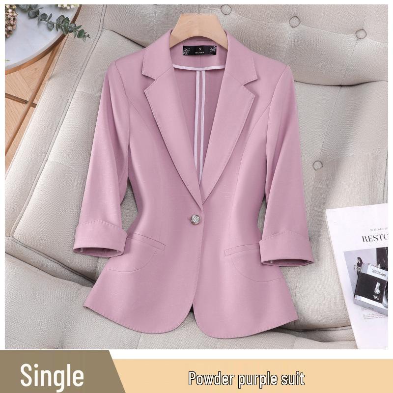 Women's Summer Seven-Sleeve Slim Blazer - Stylish Professional Jacket