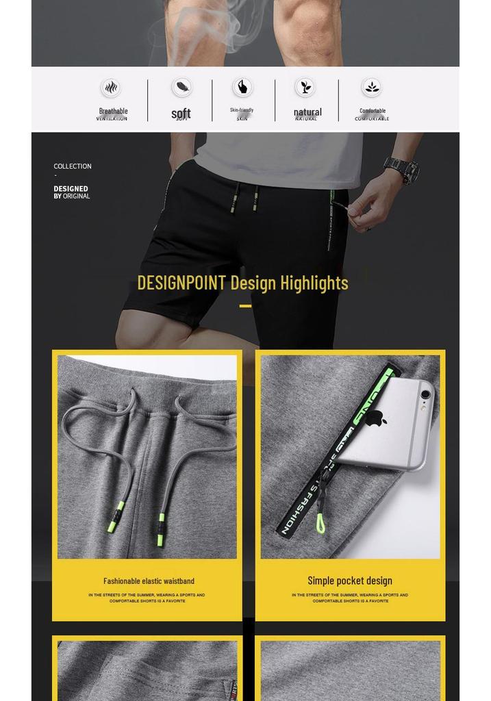 Men's Trendy Cotton Knit Sports Shorts - Casual Five-Point Design in Plus Sizes