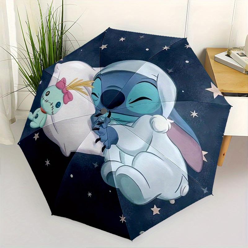 

Stitch,Pillow Fully automatic themed umbrella - 8 ribs durable iron frame, tri-fold compact design, perfect as a gift, travel umbrella, unis