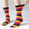 1 Pair Rainbow Toe Socks Colorful 5 Toe Calf Socks Rainbow Striped Leg Warmers Funny Long Toe Socks for Women and Girls