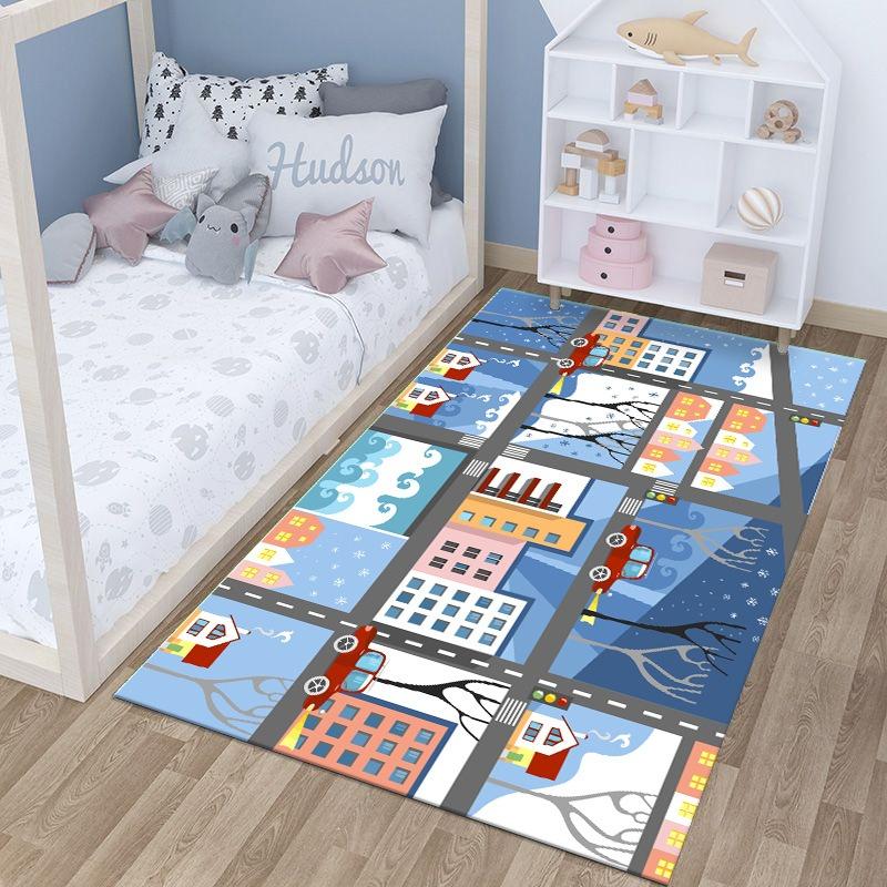 City Traffic Parking Carpet Cartoon Educational Children Play Mat Non Slip Rugs for Bedroom Decor Home Decoration Washable Rug