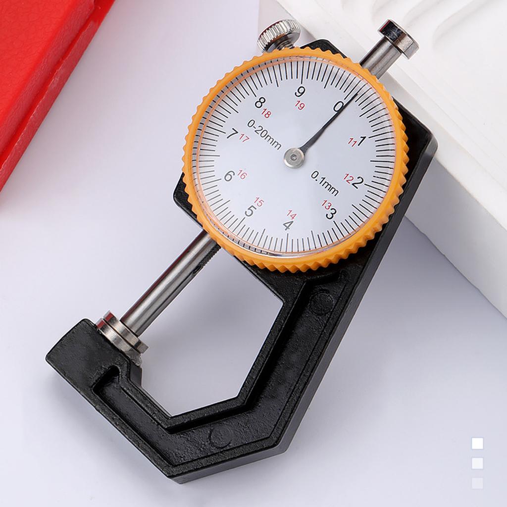Dickenmessgerät, 0–20 mm Bereiche, Messuhranzeige für Juweliertechniker, Leder- und Stoffmessung mit 0,1 mm Genauigkeit
