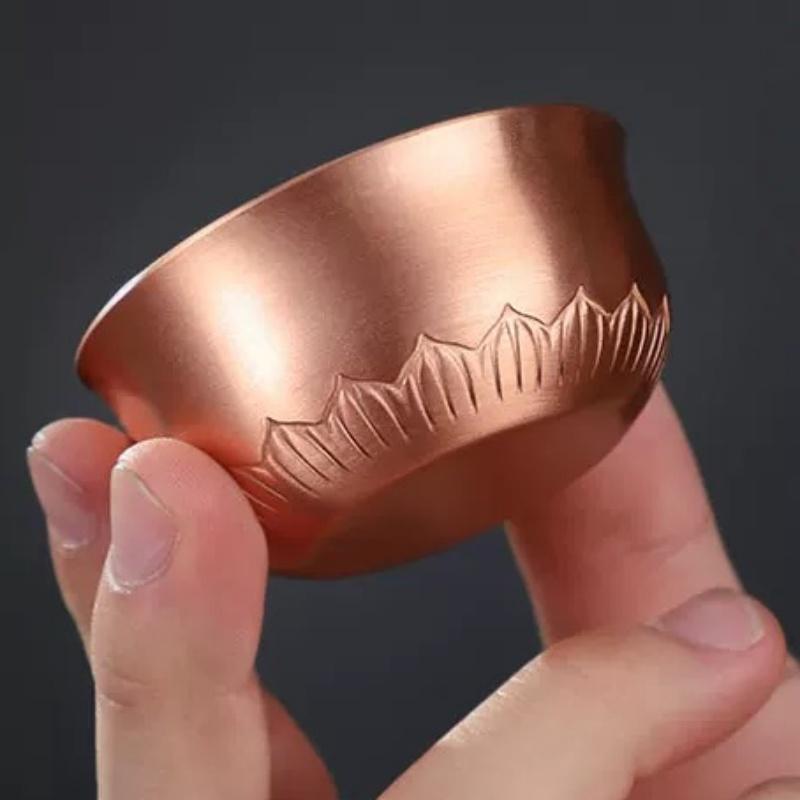 Engraved Pure Copper Bowl Mini Vodka Liqueur Spirits Cup Creative Wedding Wine Tea Cups Buddhist Bowl Home's Gift Decorative