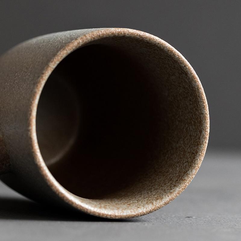 350ml Ceramic Mug Vintage Wooden Handle Handmade Japanese Style Office Coffee Cup