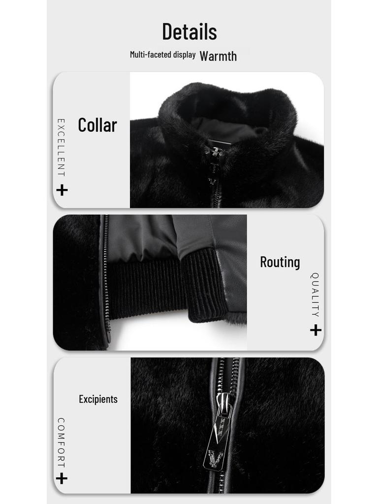 Men's Winter 2025 Sable Wool Jacket: Middle-aged Short Loose Lapel Coat