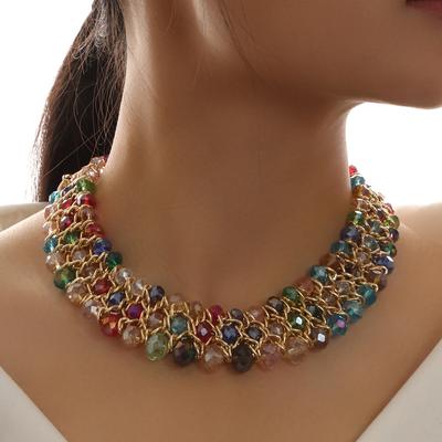 Ethnische Gläser Mixed Choker Halskette Frauen Multilayer Schmuck Zubehör