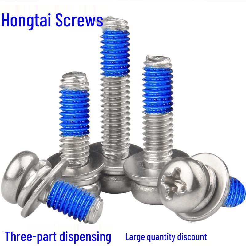 Stainless Steel 304 Anti-Loosening Round Head Adhesive Screw Set (M2-M6)
