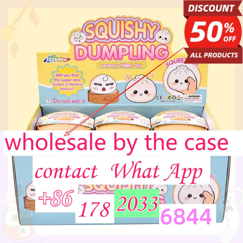 2026 New Glitter Dumpling Squishies Toy Bun Baozi Dumpling Mystery Box Colorful Food Squishy Sensory Anti Stress Squeeze Balls