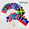 Caribbean 20 Countries Flags on Wood Stick Small Mini Hand Held Flag,5x8 Inch,20 Pack