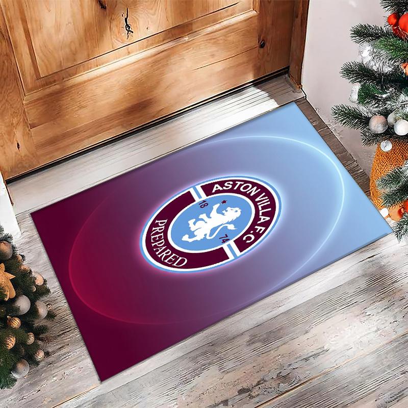 Aston Villa Voetbal Print Kristal Fluweel Tapijt, Comfortabel Waterabsorberend Antislip Binnen Vloerkleed