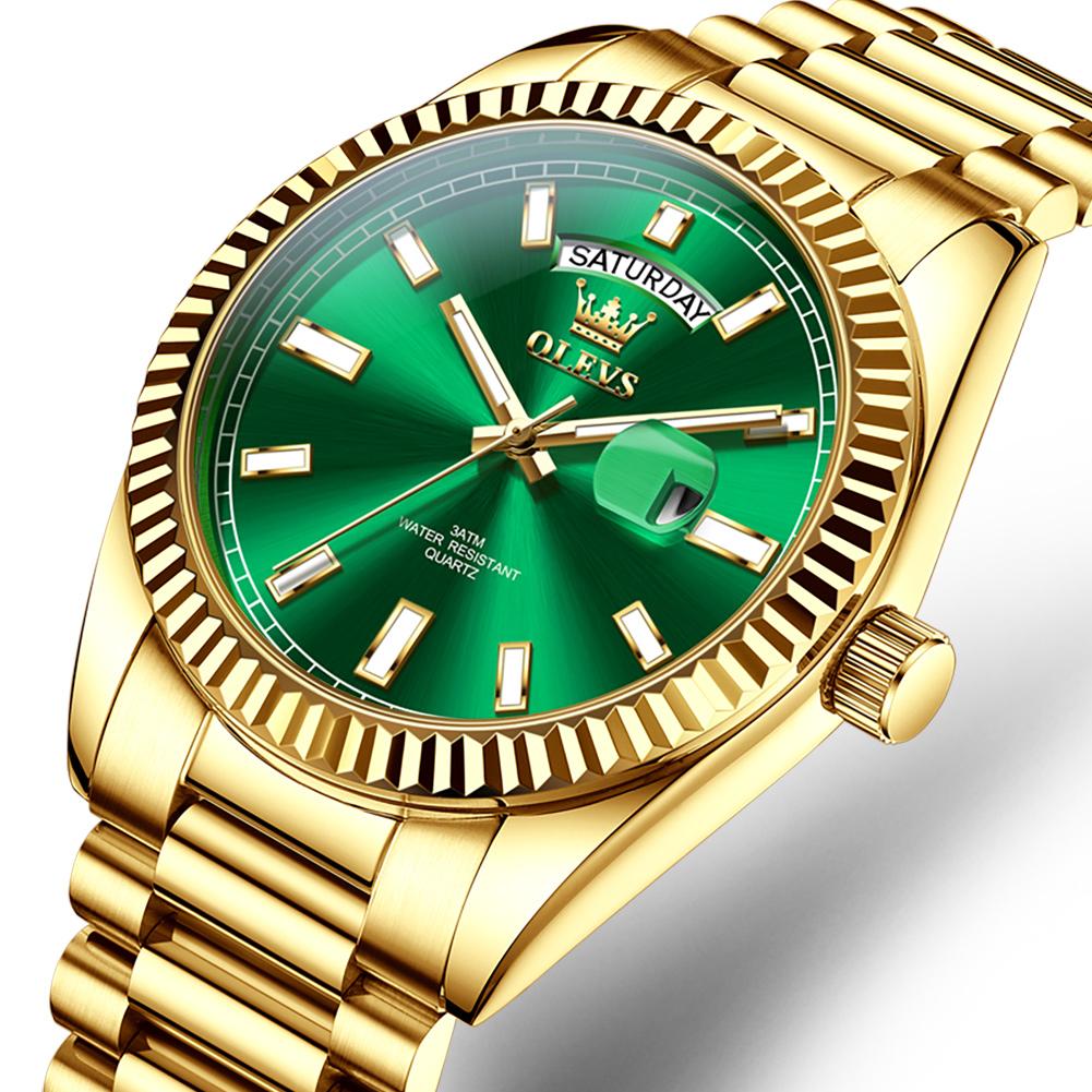 OLEVS Business Style Luxury Brand Gold Men Watch Waterproof Stainless Steel Watches Luminous Date Wristwatch