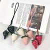 1 Piece Cute Handmade Leather Fruit Keychain Leather Strawberry Bag Charm Pendant Creative Car Decoration Diy Accessories