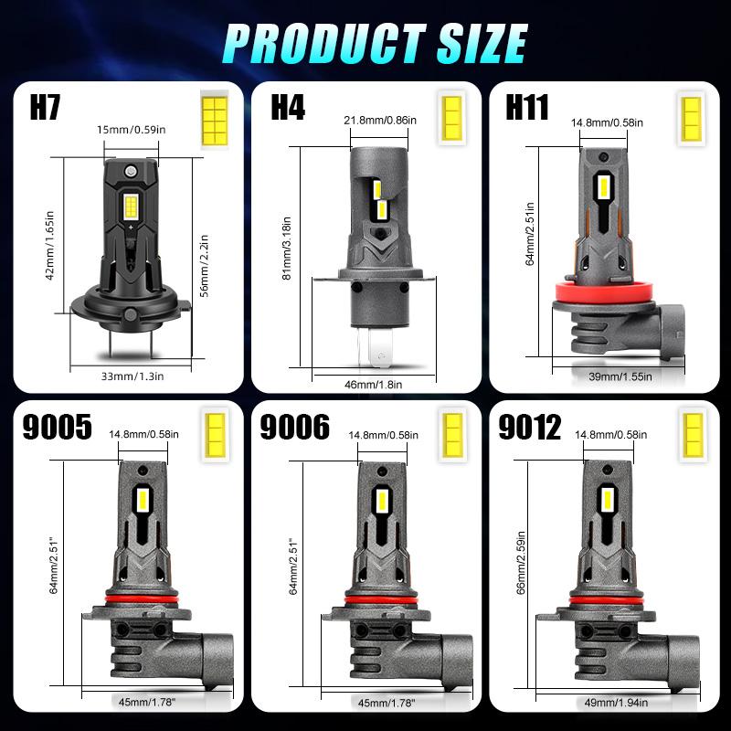 H7 LED 300W Mini H7 LED Headlight Bulb 60000LM CSP 6000K H4 H11 9005 9006 9012 Turbo LED Car Headlamp Wireless Diode Lamp 12V