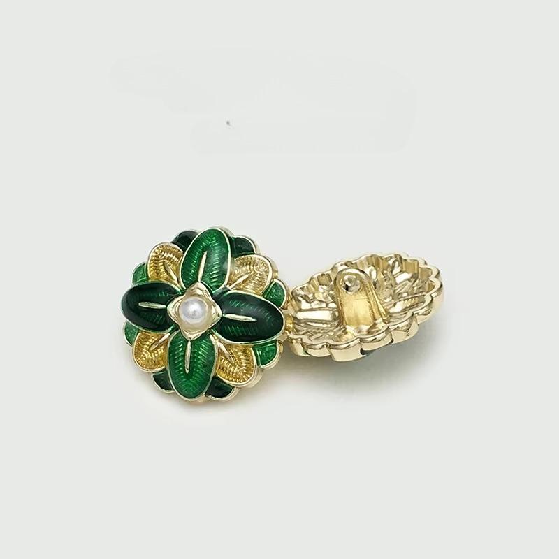 10PCS Of National Style Enamel Colorful Metal Buttons Burnt Blue Palace Oil Square Flower Clothing Button