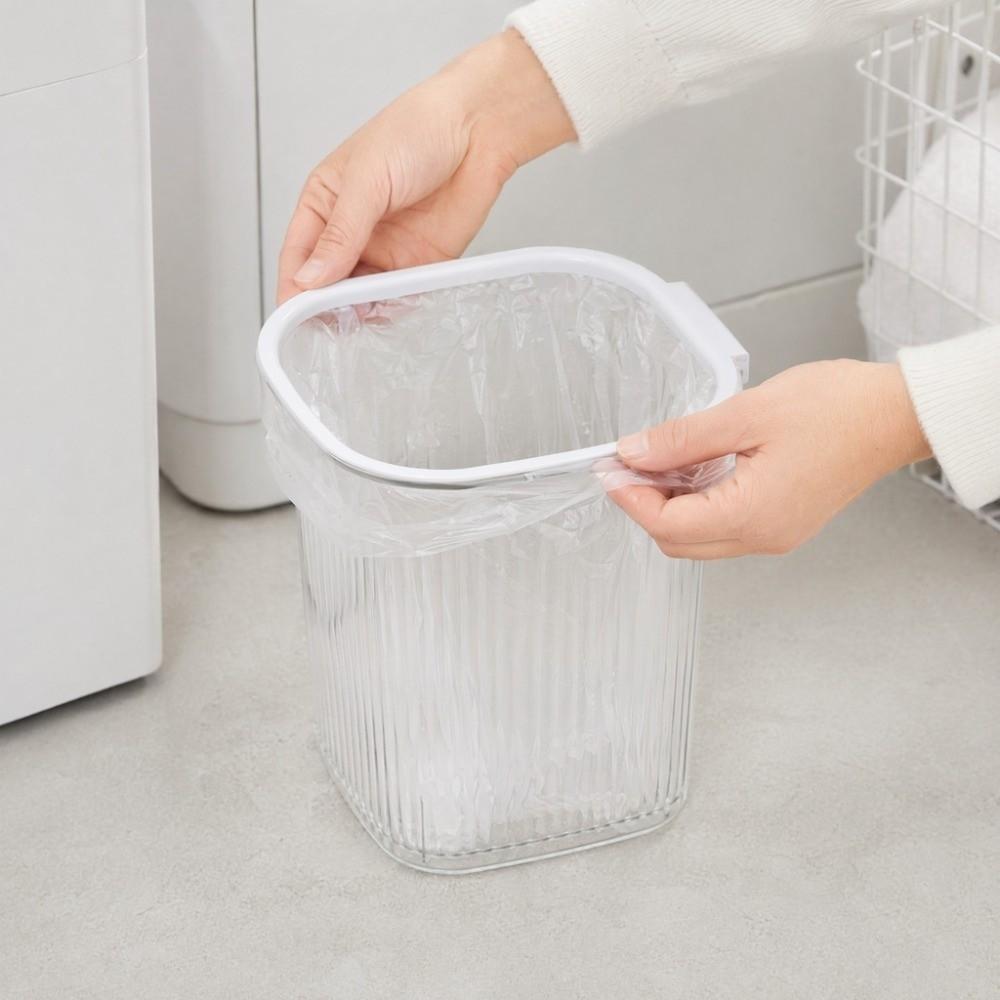 Thicken Transparent Trash Can Luxury Stripe Garbage Container Durable Dustbin Home Living Room
