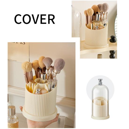 Makeup Brush Storage Bucket Large Capacity 7-Grids Design Dustproof Transparent Cosmetic Storage Box Organizer