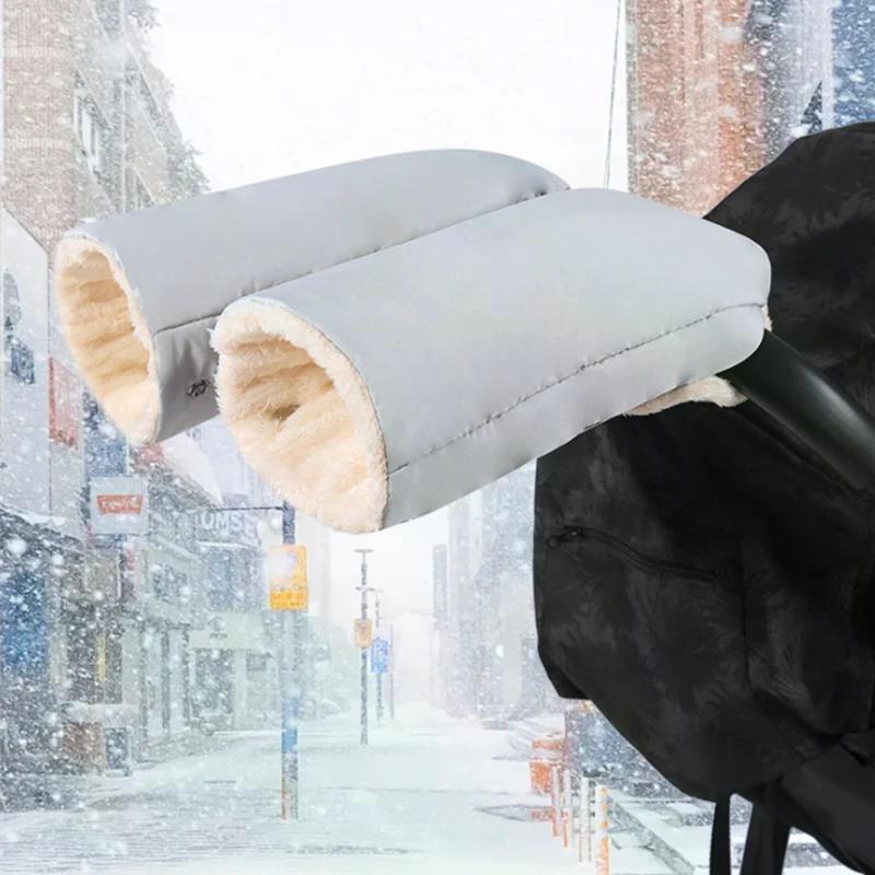 Stroller Gloves Winter Windproof Warm Simple Style Universal Fleece-lined And Thickened Outdoor Accessories