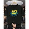 "ART ATTACK" Print Men's Short-Sleeve T-Shirt, Featuring a Street Fashion Style, Perfect for Young People'S Everyday Wear And Street Activities