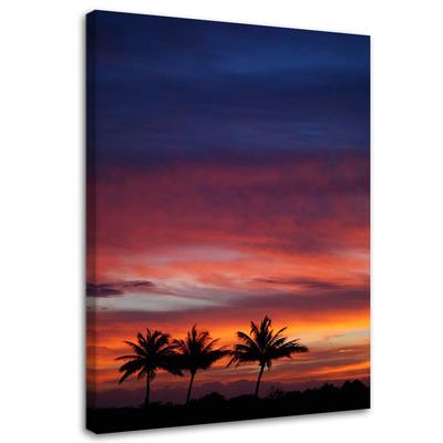 Canvas Print Palm Trees Sunset Sea
