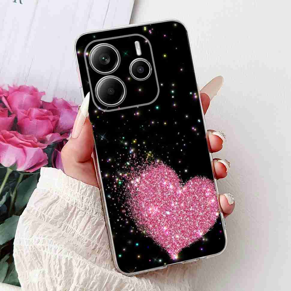 For Xiaomi Redmi Note 14 Pro 5G Case Beautiful Flower Heart Cover Soft Silicone Casing For Redmi Note 14 Note14 4G Cover Coque