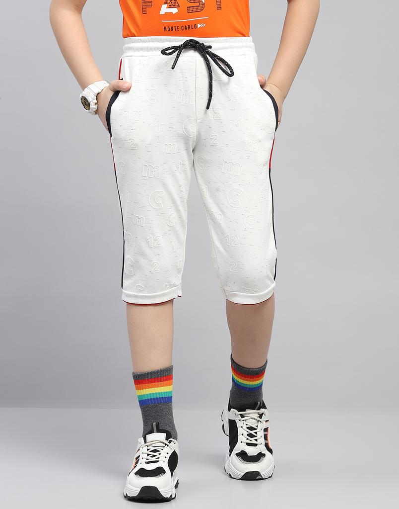 MONTE CARLO Boys Off White Printed Capri