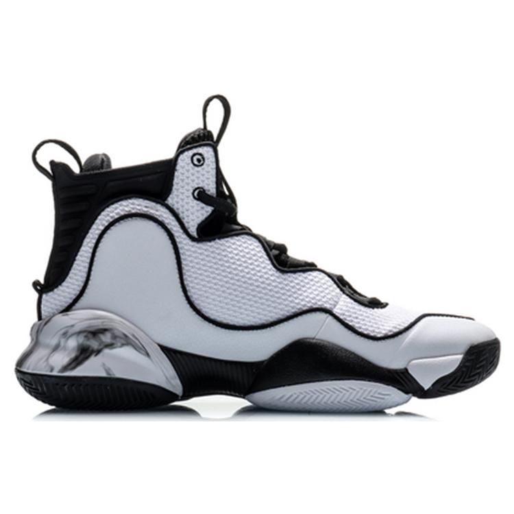 New LiNing Qiankun Cushioned Slip Resistant High Top Performance Basketball Shoes Men's Black White ABAQ051-1